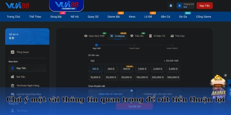 Chú ý một vài thông tin quan trọng để rút tiền thuận lợi